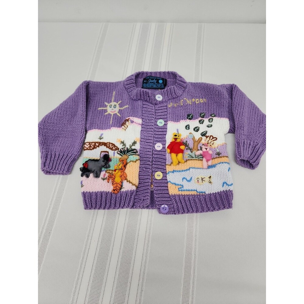 FairyTales On Parade By Judy 3D Handmade Winnie The Pooh Sweater Purple 12-24 Mo